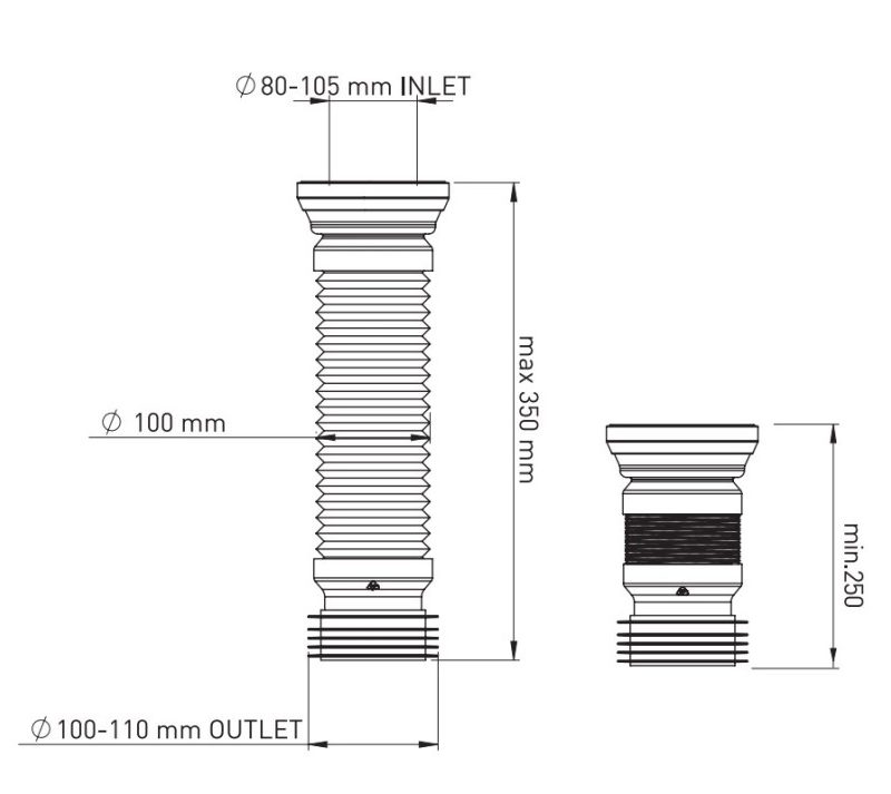 G701-3 Гибкая армиров. труба д/унитаза 350мм, стоп.кольцо в/к