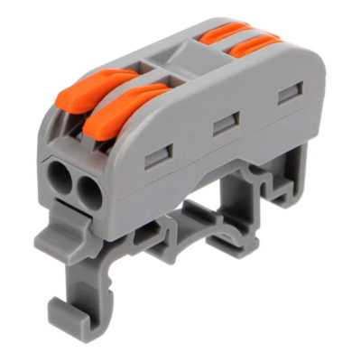 Строительно-монтажная клемма с рычаж. на DIN-рейку проходная 2 полюса 0