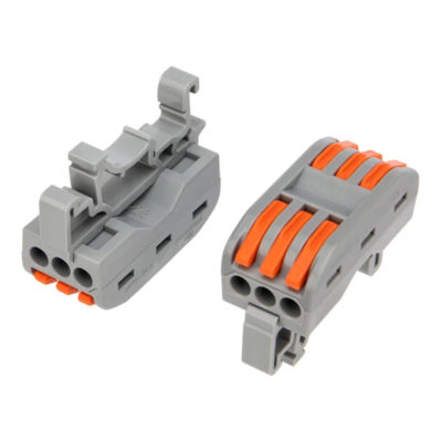 Строительно-монтажная клемма с рычаж. на DIN-рейку проходная 3 полюса 0