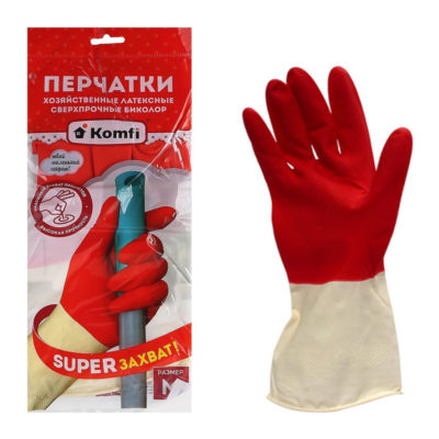 Перчатки резин. хоз. М латексные сверхпрочные