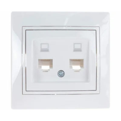 Розетка компьютерная с/у 2 гн. белая МИРА Lezard