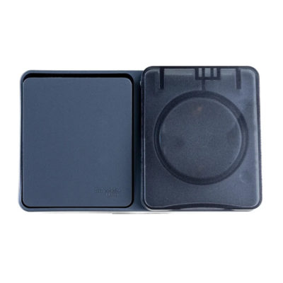 Блок (розетка 16А+ 1 кл. выключатель 10А) ОУ белый горизонтальн. с/з крышка