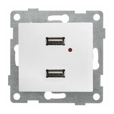 Механизм розетки с/у USB 2 гнезда белая GUSI