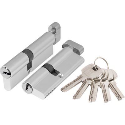 Цилиндровый механизм AX202/70 mm 30+10+30 хром с вертушкой