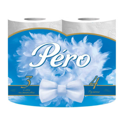 Туалетная бумага Pero White 3 слоя 4 шт с втулкой