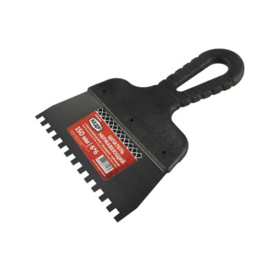 ШПАТЕЛЬ ФАСАДНЫЙ ЗУБЧАТЫЙ  6 Х 6 ММ  НЕРЖ. 150 ММ ПЛАСТМ. РУЧКА