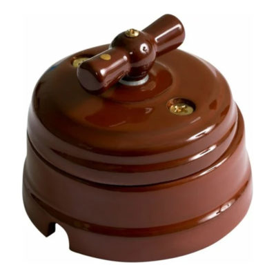 Выключатель ретро поворотный 4 положения с подъем.рамкой (коричневый