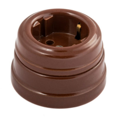 Розетка ретро о/у 1гн. с/з 16А (коричневый