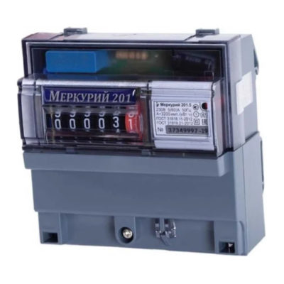 Эл.счетчик Меркурий 201.5 1 фазн. 6-ти разр. для уст. на рейку(без планки)