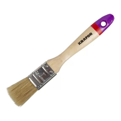 КИСТЬ ПЛОСКАЯ "ЕВРО" №1/25 ММ НАТУР.ЩЕТИНА ДЕРЕВ.ЩЕТИНА