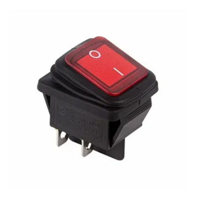 Выключатель клавишн. 15А красный с подсветкой влагозащ.