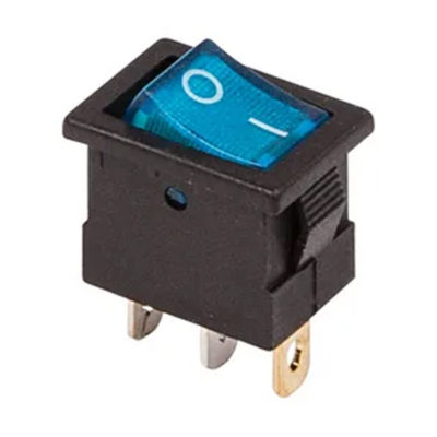 Выключатель клавишн. 15А синий с подсветкой