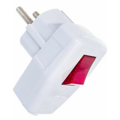 Вилка угловая с/з  с выключателем белая 16А 250В ТДМ