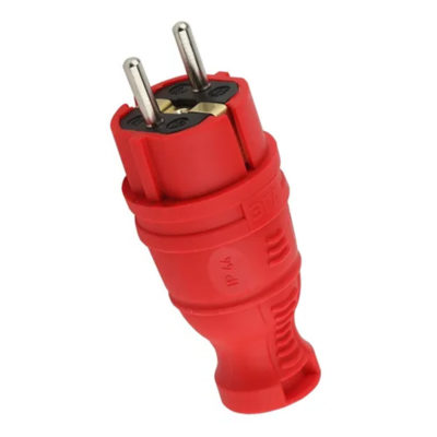 Вилка каучук с/з 16А IP44 красный Беларусь