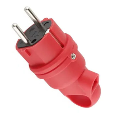 Вилка каучук с/з угловая с кольцом 45* 16А IP44 красный Беларусь