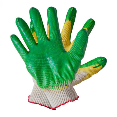 Перчатки мужские зелёные плотные обливные