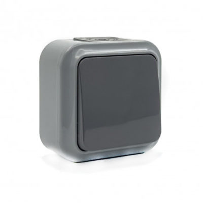 А16-222(03) Выключатель ПРАЛЕСКА АКВА ОУ 1 кл. серый