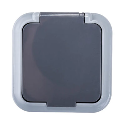 Розетка 1ОП с крышкой б/з серая Пралеска