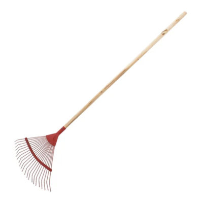 Грабли веерные стальные 565 мм 22 плоских зубов эмалир. усиленные С ЧЕРЕНКОМ