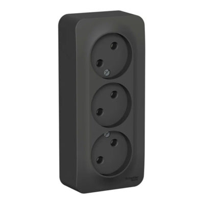 Розетка 3ОП б/з без шторок антрацит BLANCA