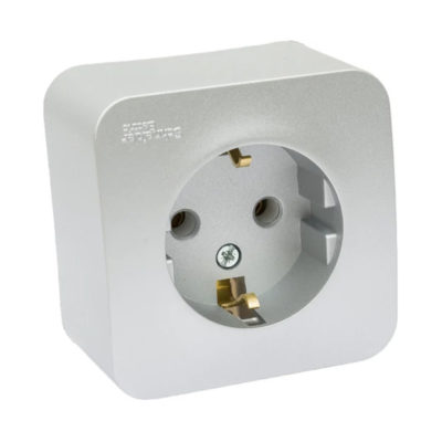 Розетка 1ОП с/з алюминий BLANCA
