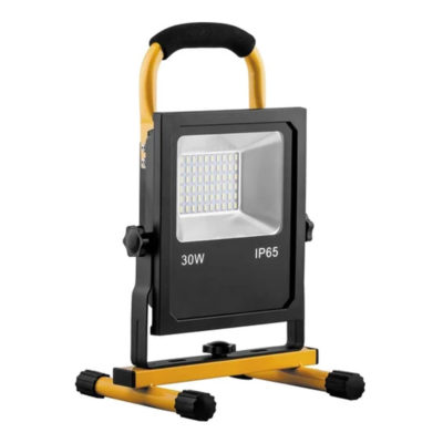 Прожектор светодиодный переносной 30W 6400К 6К желтый с ручкой