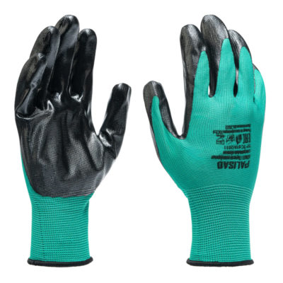 Перчатки полиэфирные с чёрным нитрильным покрытием маслобензостойкие