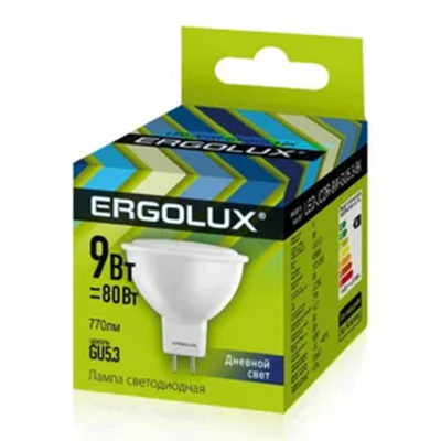 Лампа светод. 9W Ergolux MR16 GU5.3 3000K матовая