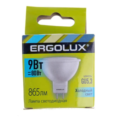 Лампа светод. 9W Ergolux MR16 GU 5.3 4500K матовая