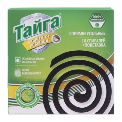 Спирали угольные от комаров (10шт) ТАЙГА
