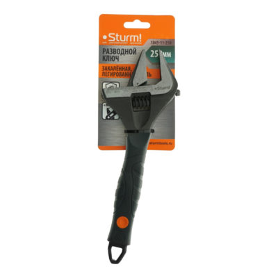 1045-11-250 Ключ разводной 250мм УСИЛ. ТОНКИЕ ГУБКИ обрезин.рукоятка Sturm