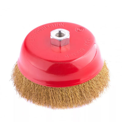 Щетка для УШМ 150 мм М14 "чашка" латунированная витая проволока