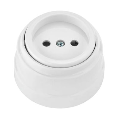 Розетка 1ОП белый РЕТРО