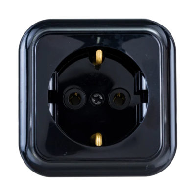 РА16-254 Розетка ПРАЛЕСКА  ОУ 1-местн. с/ з черная