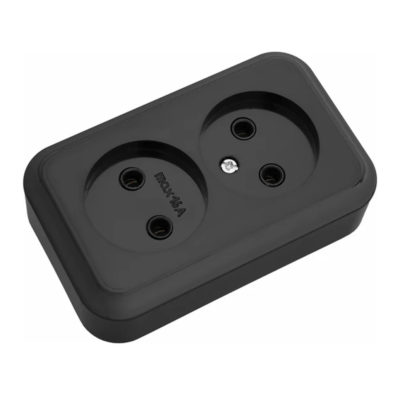 РА16-260 Розетка ПРАЛЕСКА  ОУ 2-местн. б/з  черная