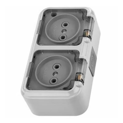 РА16-302(02) Блок ПРАЛЕСКА АКВА (роз. 2-мест. 16А ОУ прозр.крышка серый)