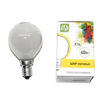 Лампа накаливания ШР P45 60Вт 220В Е14 МТ 630Лм  ASD