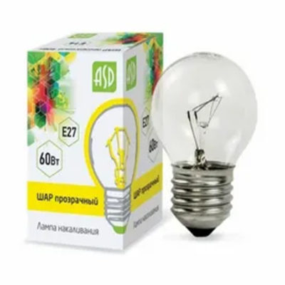Лампа накаливания ШР P45 60Вт 220В Е27 ПР 630Лм ASD