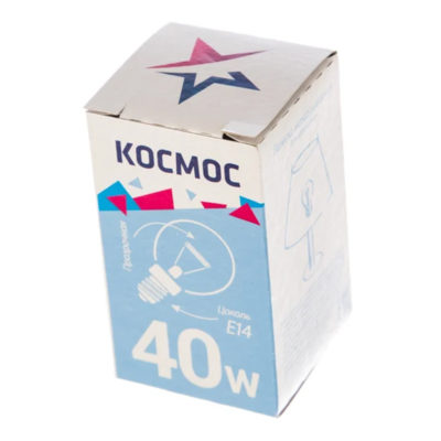 Лампа накаливания Космос 40Вт 220В Е14 шар прозрачная
