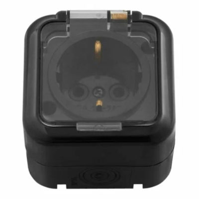 РА16-297 Розетка с/з ЧЕРНАЯ Bylectrica ПРАЛЕСКА АКВА блок ОУ 1 мест. 16А ОУ IP54