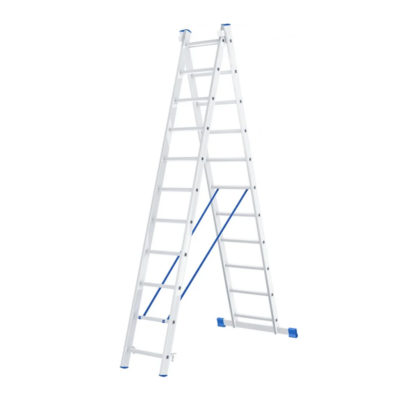 Лестница 2 секционная 11 ступеней алюминиевая Сибртех