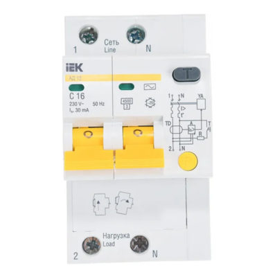 Выключатель дифф.тока УЗО 2Р 16А  IEK