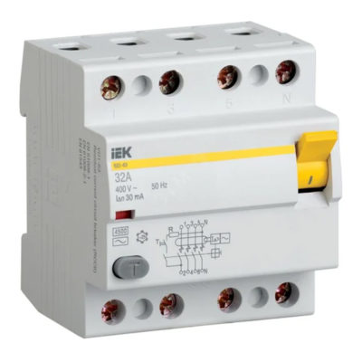 Выключатель дифф.тока УЗО 4Р 32А IEK
