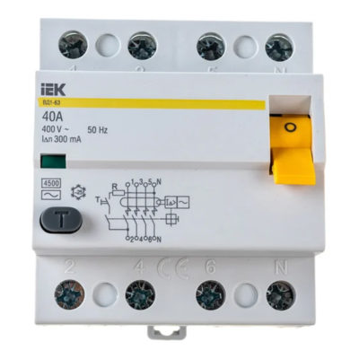 Выключатель дифф.тока УЗО 4Р 40А IEK