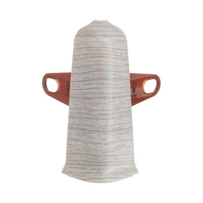 Угол наружный с крепежом д/плинтуса 70 мм Деконика Ясень бьянко 255