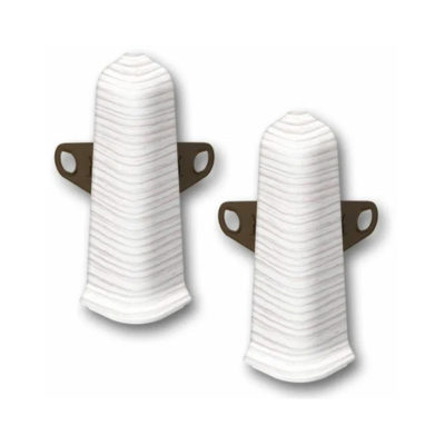 Угол наружный с крепежом д/плинтуса 85 мм Деконика Ясень бьянко 255