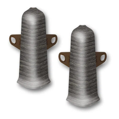 Угол наружный с крепежом д/плинтуса 85 мм Деконика Каштан серый 352