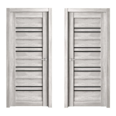 Эко Deluxe 306 черное стекло лакобель бетон темный 70*200 дверь межкомнатная (НИКТИД)