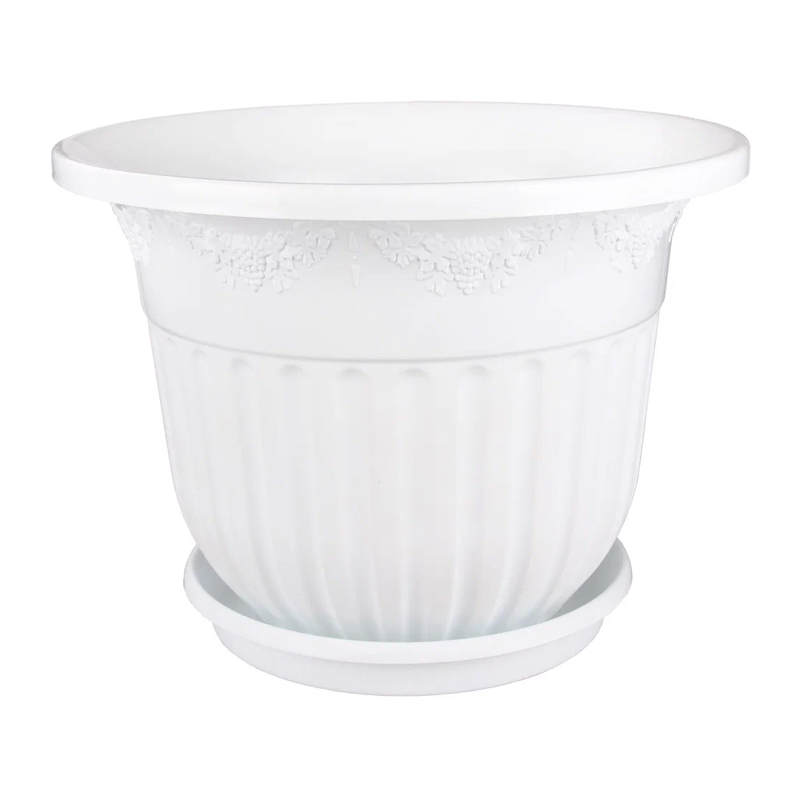 Горшок-кашпо ЛОЗАННА 40л с поддоном (белый) - ДисконтСтрой.рф Горшок-кашпо ЛОЗАННА 40л с поддоном (белый)