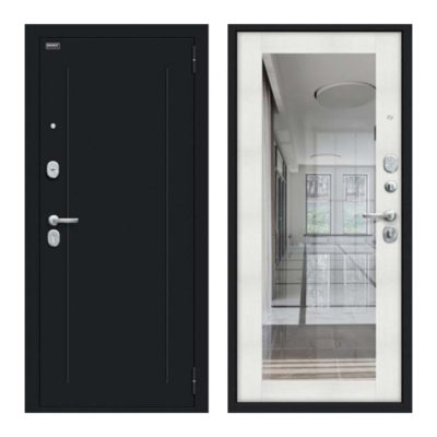 Дверь Bravo R-2 Флеш (119/Б15) Bianco Veralinga R/Букле черное 205*86 ПРАВАЯ